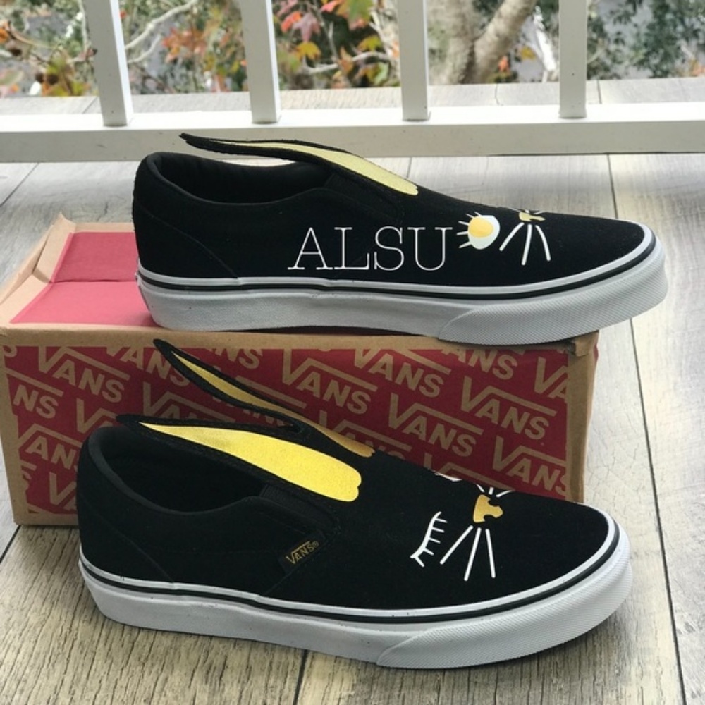 VANS Slip On Bunny Black Gold Kids AUTHENTIC - Picture 6 of 7